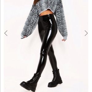 Black vinyl leggings new